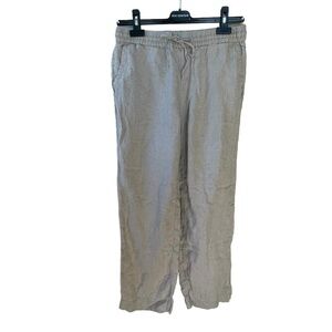 Charter Club Linen Wide Leg Pants Tan Small